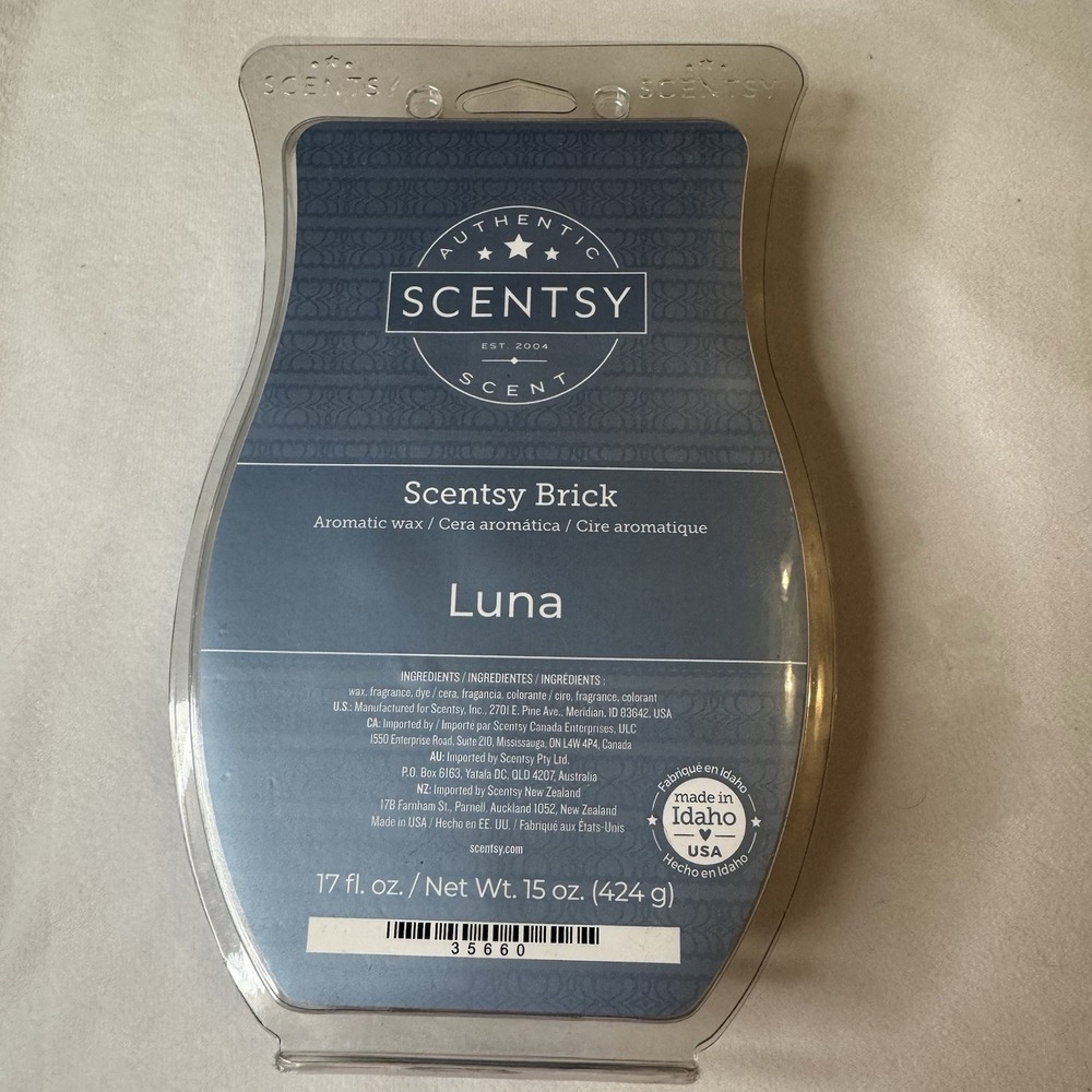 Scentsy Wax Brick Luna Large 15oz Melt Tart Jasmine Freesia Sandalwood Fragrance